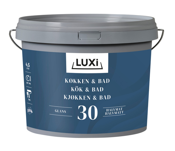 Veggmaling kjøkken/bad mote hvit 4,5 liter - Luxi